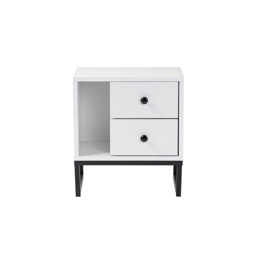 Mesa de cabeceira GLIMMER 50x45,2 cm branco/preto