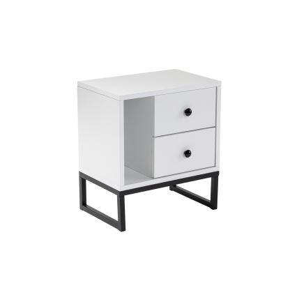 Mesa de cabeceira GLIMMER 50x45,2 cm branco/preto