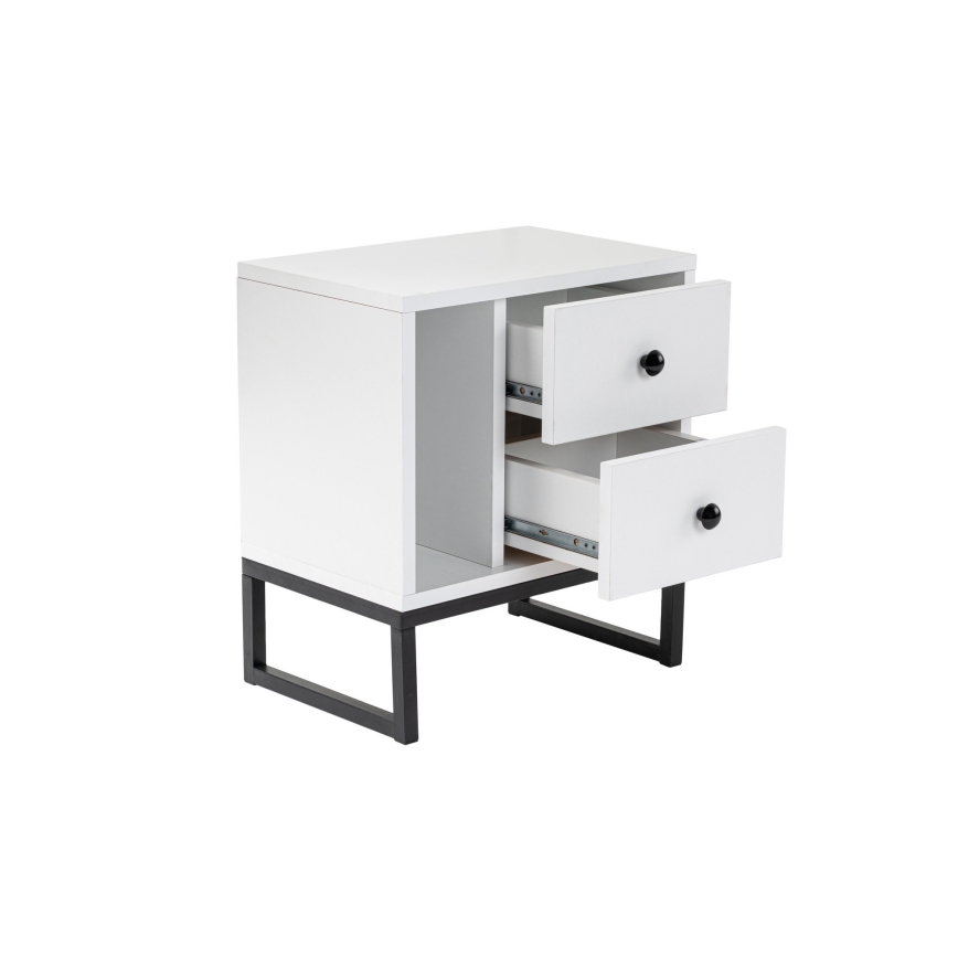 Mesa de cabeceira GLIMMER 50x45,2 cm branco/preto