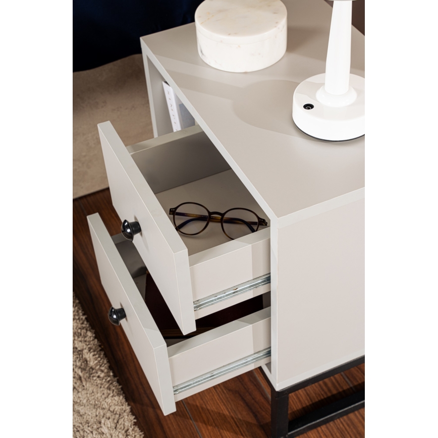 Mesa de cabeceira GLIMMER 50x45,2 cm cinzento/preto