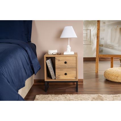 Mesa de cabeceira GLIMMER 50x45,2 cm pinho atlantic/preto