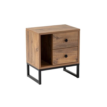 Mesa de cabeceira GLIMMER 50x45,2 cm pinho atlantic/preto