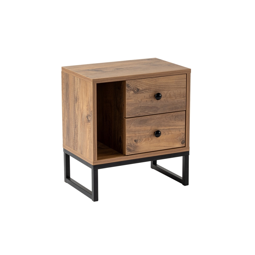 Mesa de cabeceira GLIMMER 50x45,2 cm pinho atlantic/preto