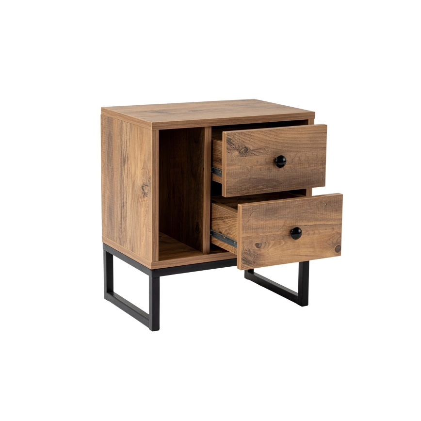 Mesa de cabeceira GLIMMER 50x45,2 cm pinho atlantic/preto