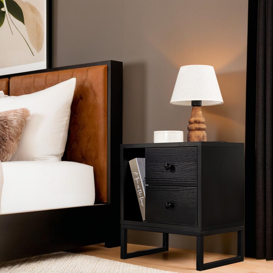 Mesa de cabeceira GLIMMER 50x45,2 cm preto