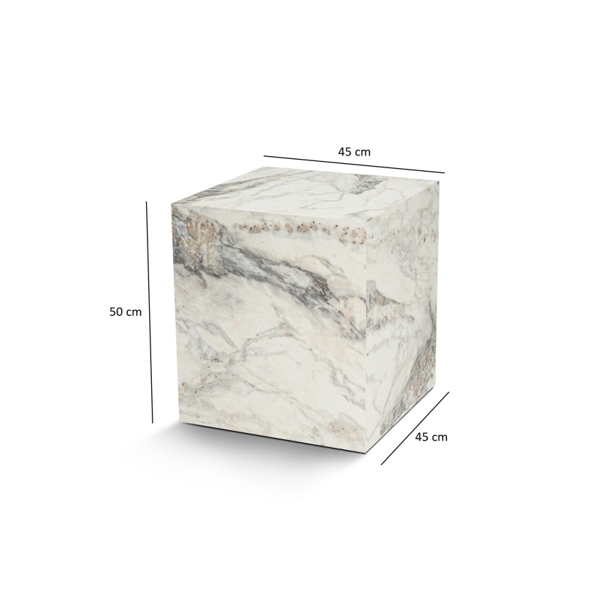 Mesa de cabeceira KUP 50x45 cm decoração em mármore