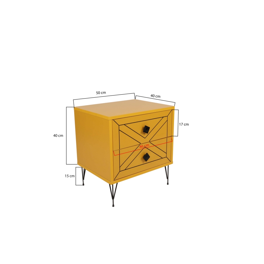 Mesa de cabeceira LUNA 55x50 cm amarelo