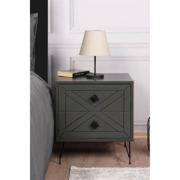 Mesa de cabeceira LUNA 55x50 cm antracite/preto