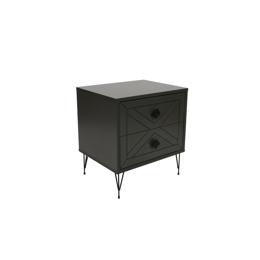 Mesa de cabeceira LUNA 55x50 cm antracite/preto