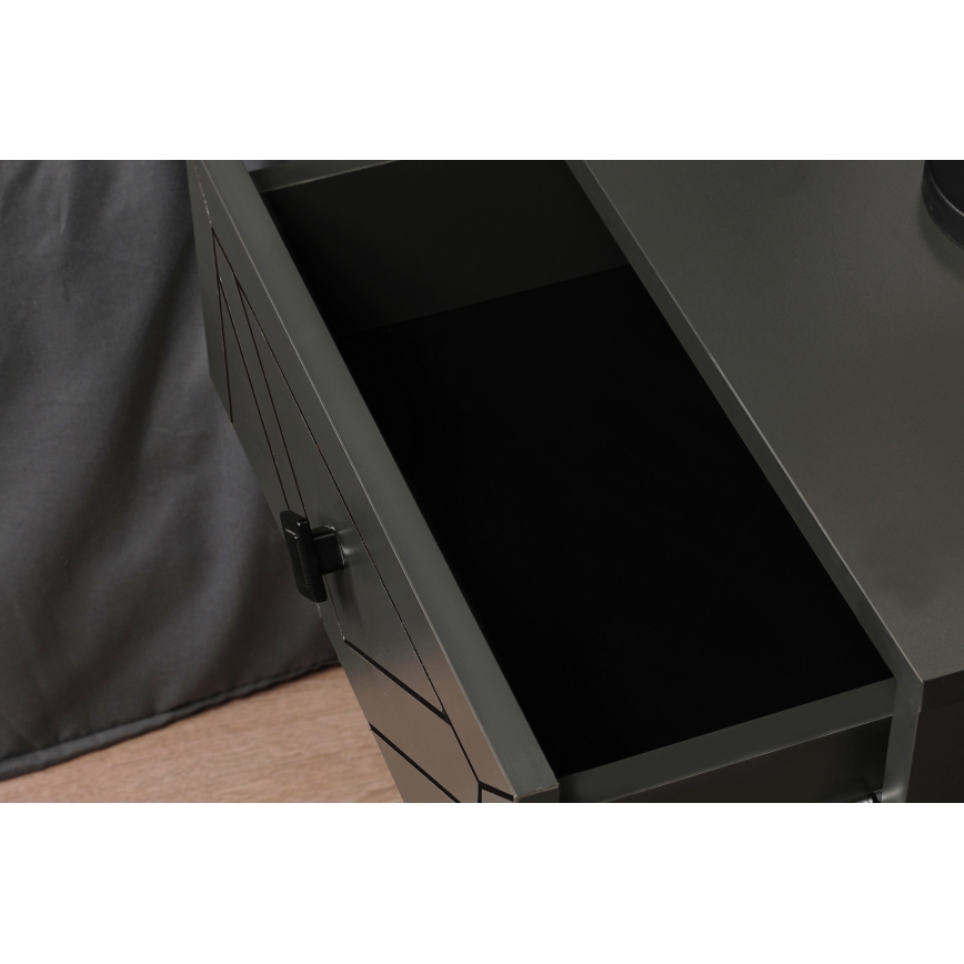Mesa de cabeceira LUNA 55x50 cm antracite/preto
