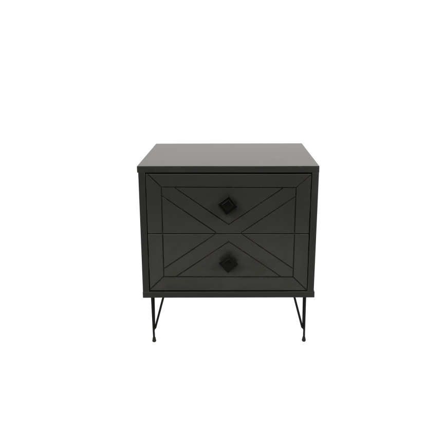 Mesa de cabeceira LUNA 55x50 cm antracite/preto