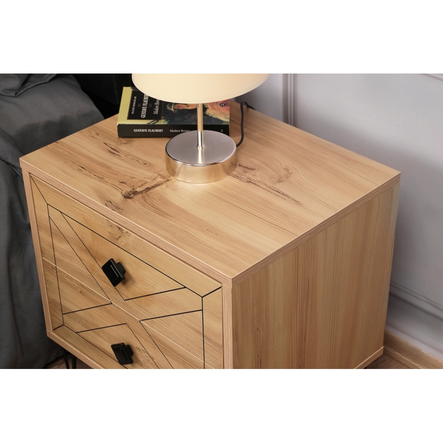 Mesa de cabeceira LUNA 55x50 cm castanho/preto