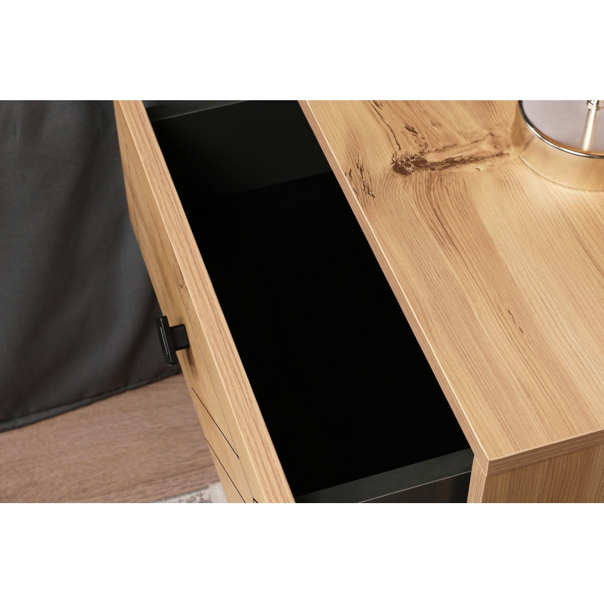 Mesa de cabeceira LUNA 55x50 cm castanho/preto