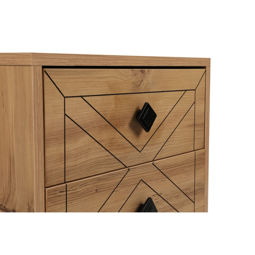 Mesa de cabeceira LUNA 55x50 cm castanho/preto