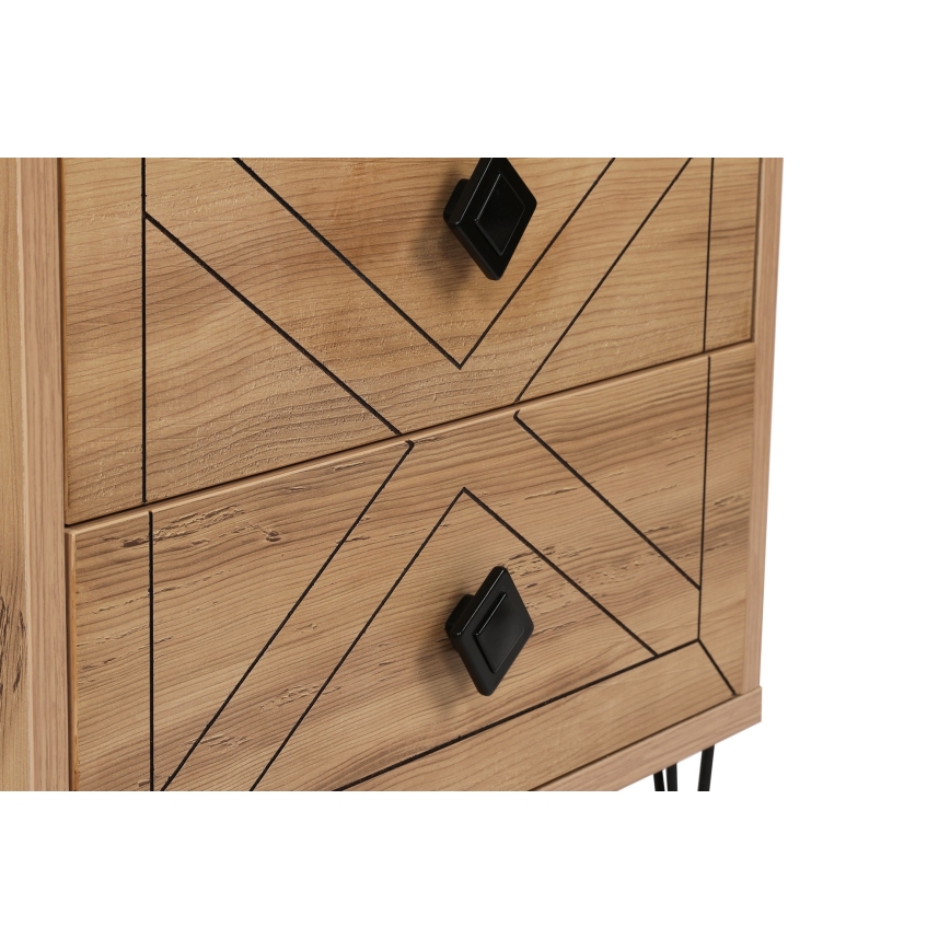 Mesa de cabeceira LUNA 55x50 cm castanho/preto