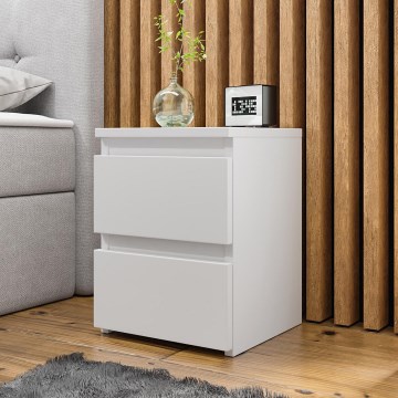 Mesa de cabeceira MALWA 40x30 cm branco brilhante