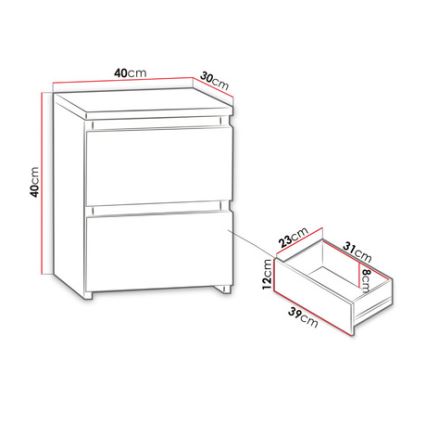 Mesa de cabeceira MALWA 40x40 cm branco mate