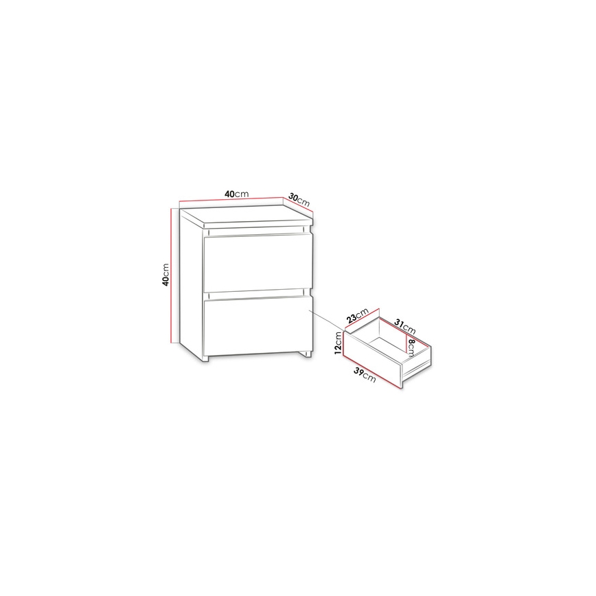 Mesa de cabeceira MALWA 40x40 cm branco mate