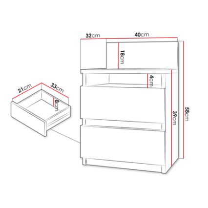 Mesa de cabeceira MALWA 59x40 cm branco