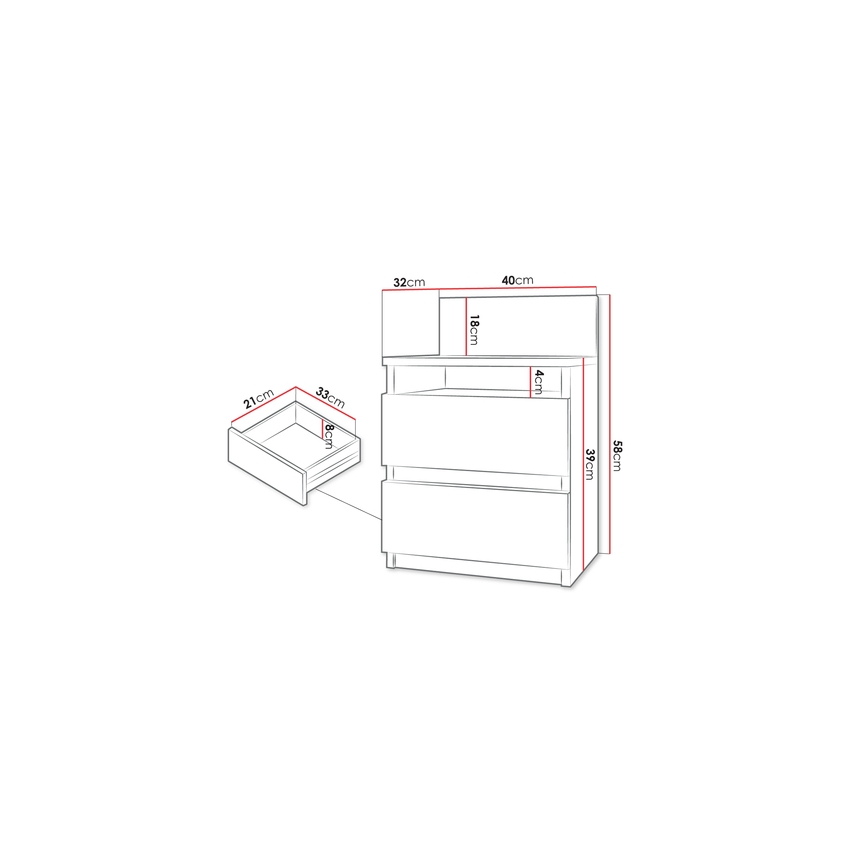 Mesa de cabeceira MALWA 59x40 cm branco