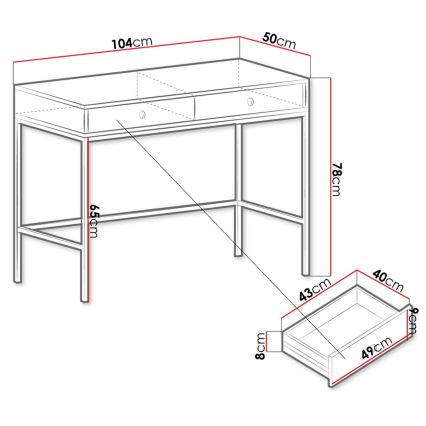 Mesa de cabeceira MONO 78x104 cm bege/preto