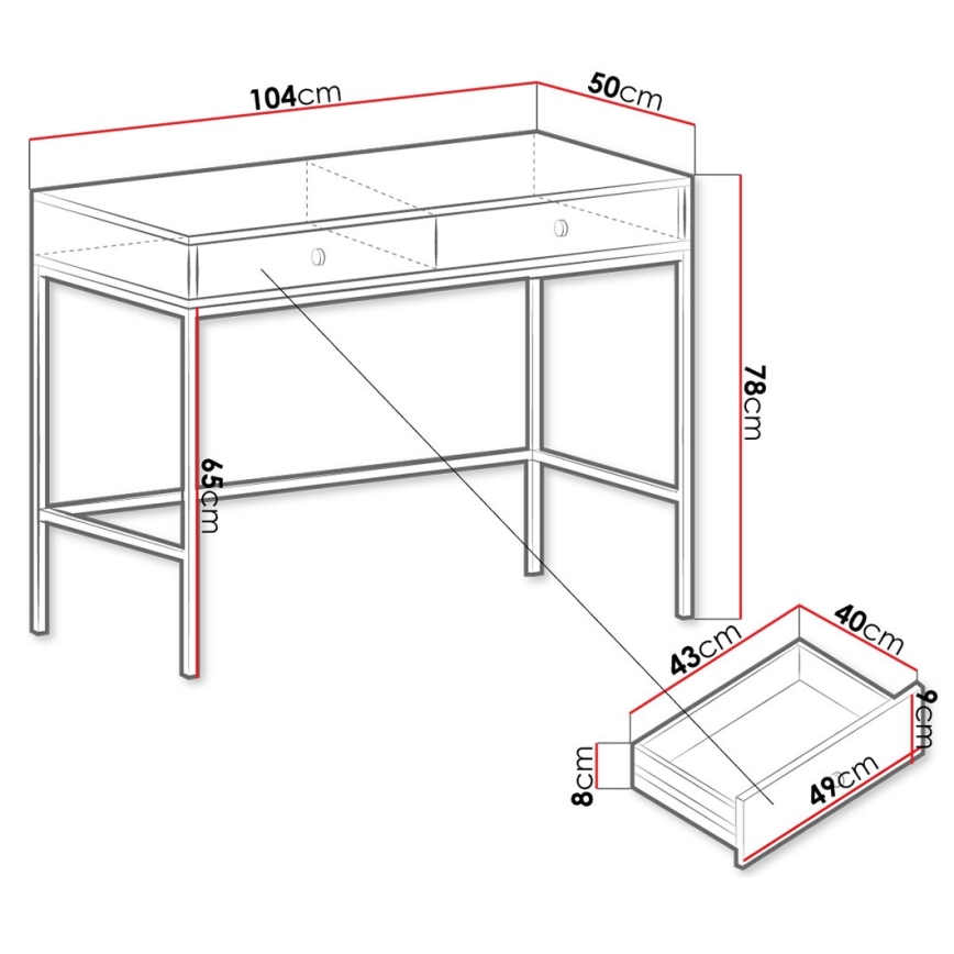 Mesa de cabeceira MONO 78x104 cm bege/preto