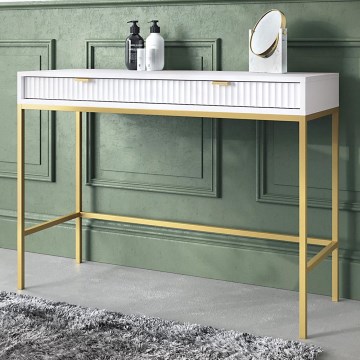 Mesa de cabeceira NOVA 77x104 cm branco/dourada