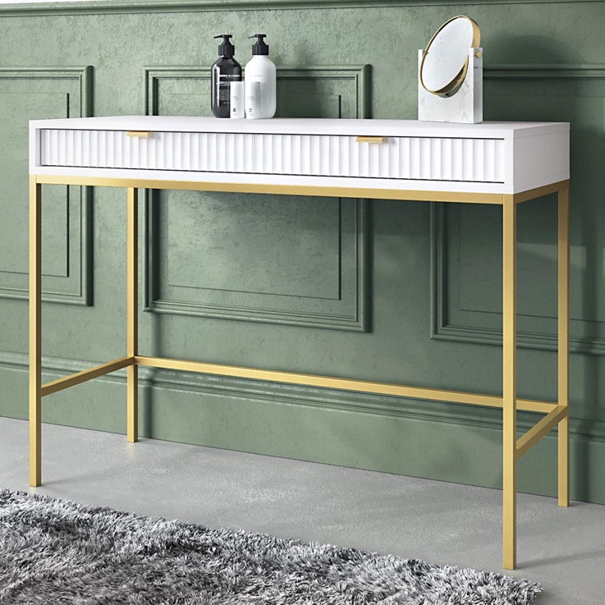 Mesa de cabeceira NOVA 77x104 cm branco/dourada