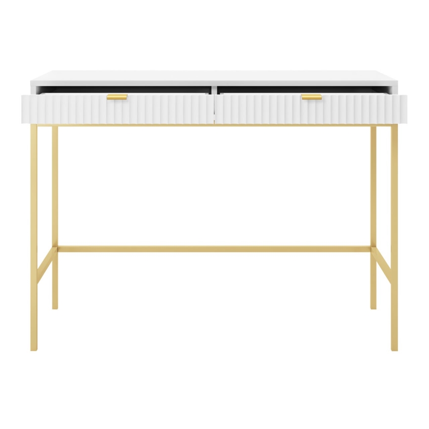 Mesa de cabeceira NOVA 77x104 cm branco/dourada