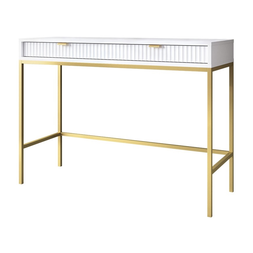 Mesa de cabeceira NOVA 77x104 cm branco/dourada