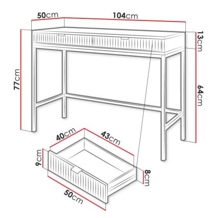 Mesa de cabeceira NOVA 77x104 cm branco/dourada