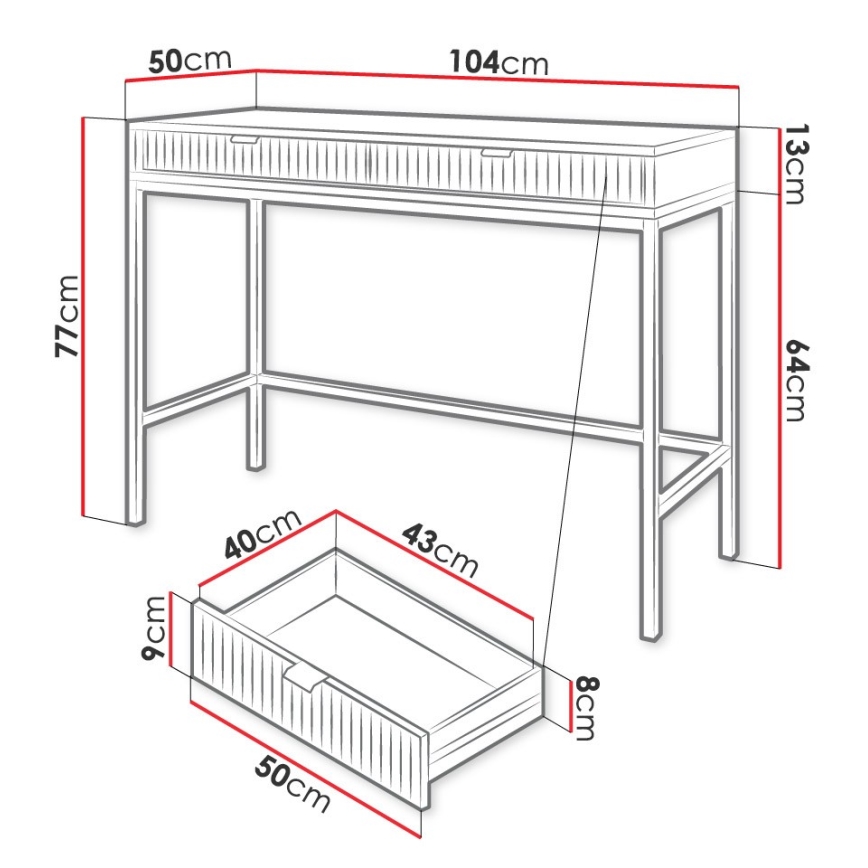 Mesa de cabeceira NOVA 77x104 cm branco/dourada