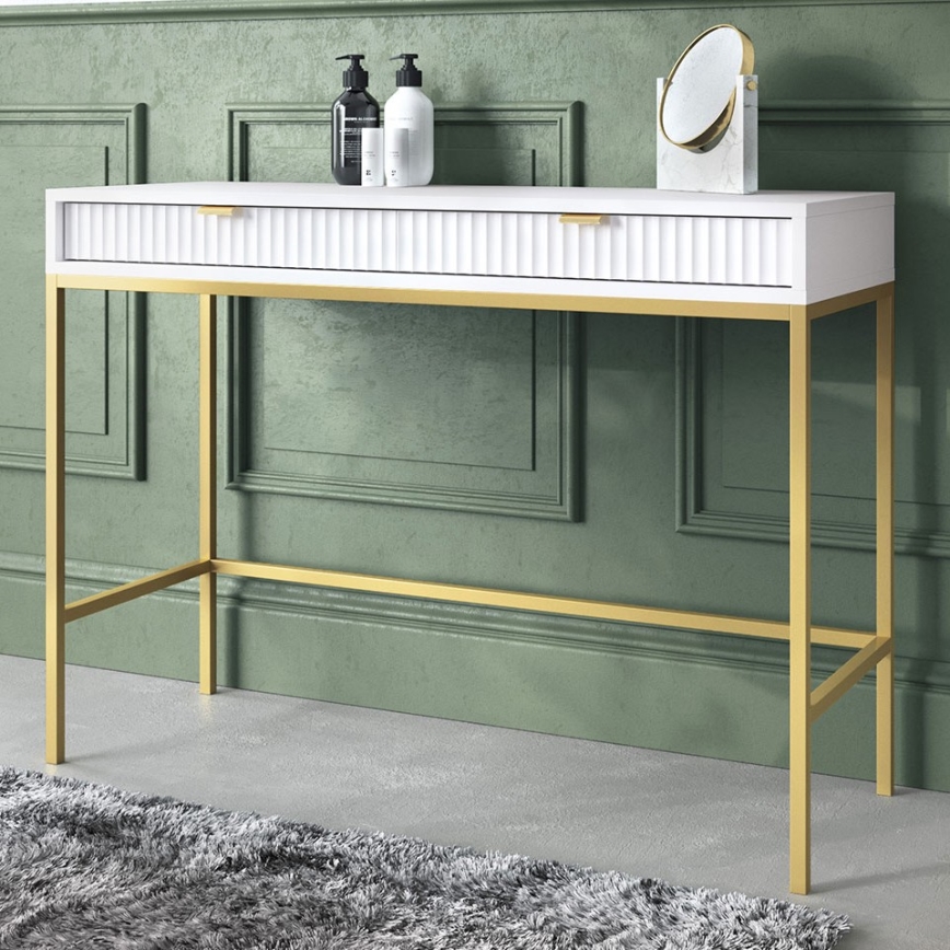 Mesa de cabeceira NOVA 77x104 cm branco/dourada