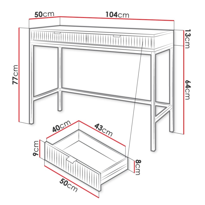 Mesa de cabeceira NOVA 77x104 cm branco/preto