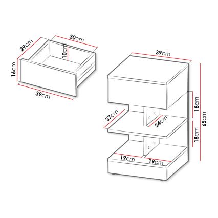 Mesa de cabeceira OBENITA 65x39 cm branco