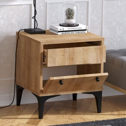 Mesa de cabeceira ORABELLA 51x45 cm castanho