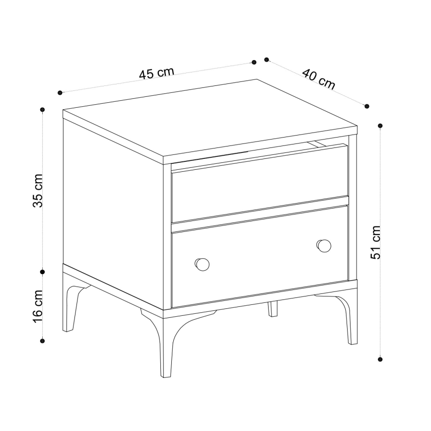 Mesa de cabeceira ORABELLA 51x45 cm castanho