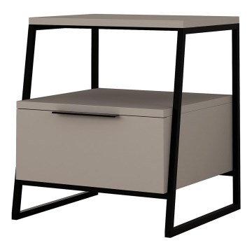 Mesa de cabeceira ORI preta/taupe