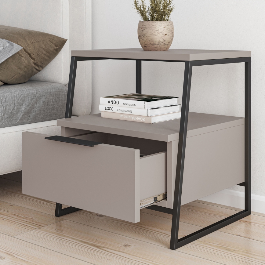 Mesa de cabeceira ORI preta/taupe