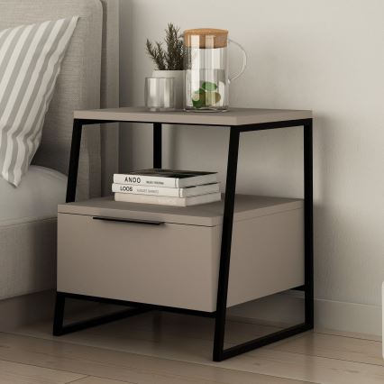 Mesa de cabeceira ORI preta/taupe