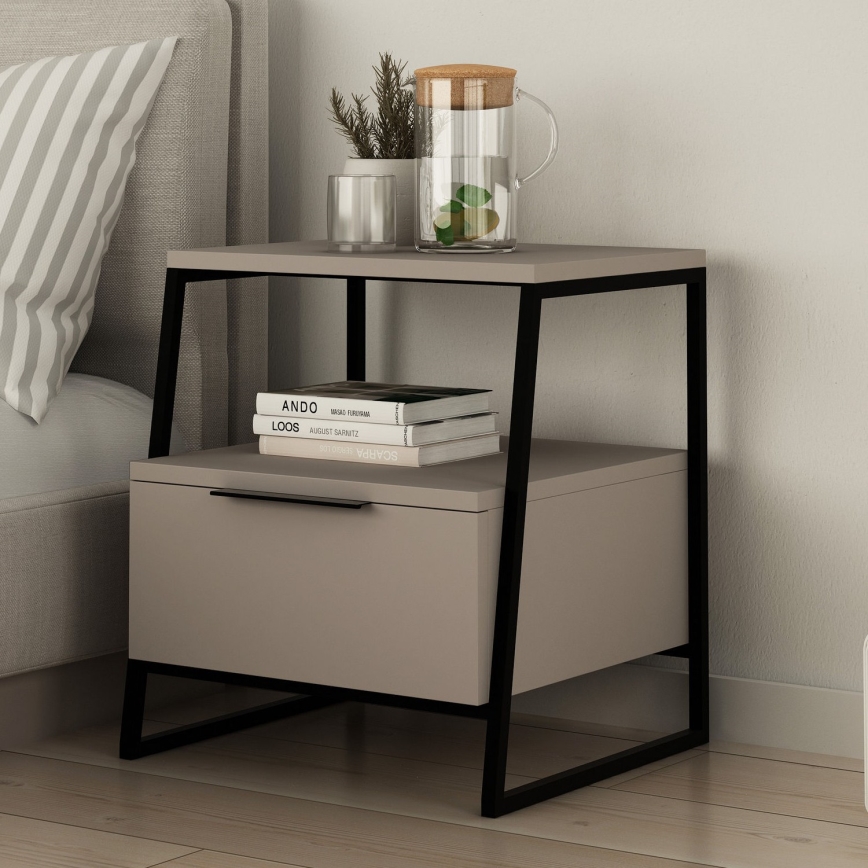 Mesa de cabeceira ORI preta/taupe