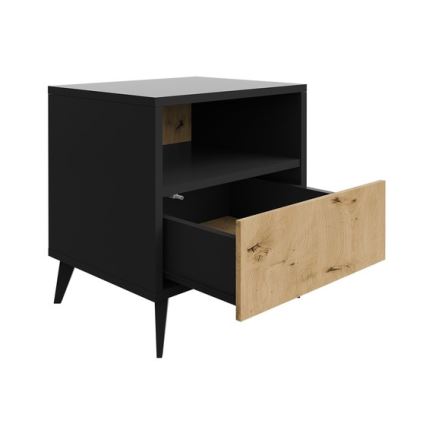 Mesa de cabeceira OVESSI 52x47 cm preto/carvalho artisan