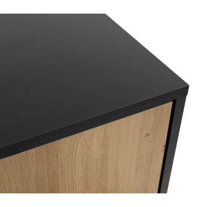 Mesa de cabeceira OVESSI 52x47 cm preto/carvalho artisan