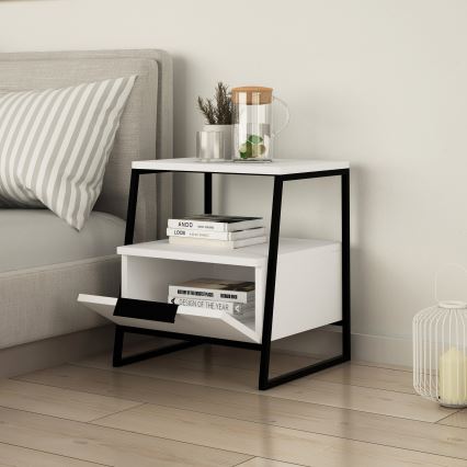 Mesa de cabeceira PAL 50x45 cm branco/preto