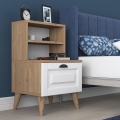 Mesa de cabeceira RANI 45x74,4 cm branco/castanho