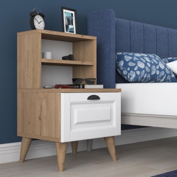 Mesa de cabeceira RANI 45x74,4 cm branco/castanho