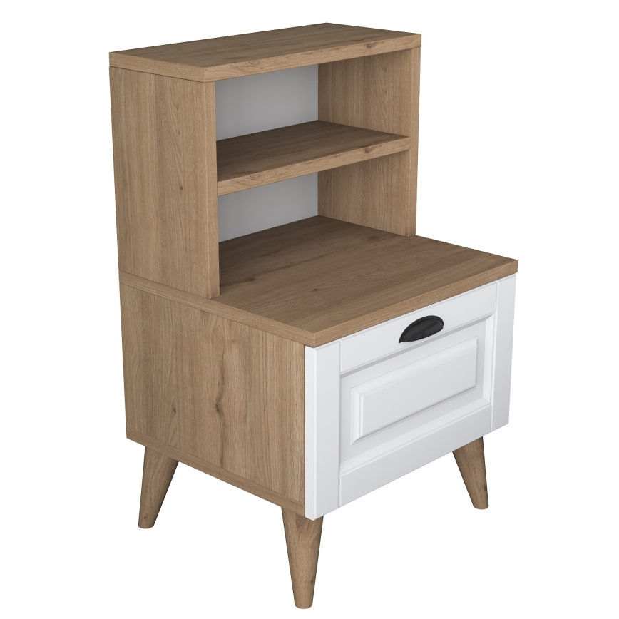Mesa de cabeceira RANI 45x74,4 cm branco/castanho