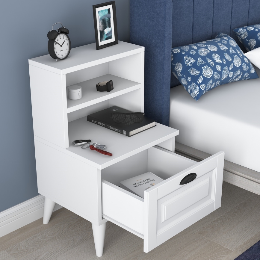 Mesa de cabeceira RANI 45x74,4 cm branco