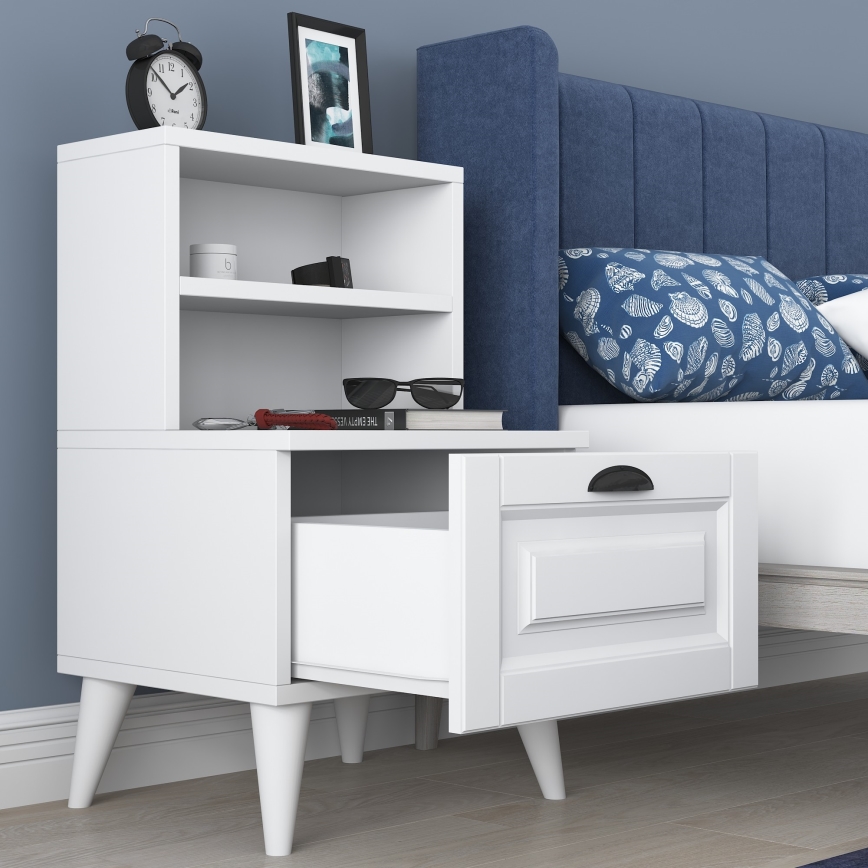 Mesa de cabeceira RANI 45x74,4 cm branco