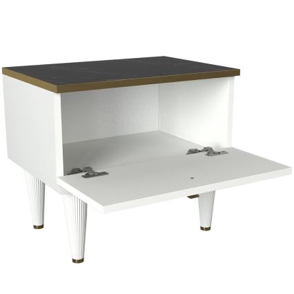 Mesa de cabeceira RAVENNA 47,2x50 cm branca/preta/dourada